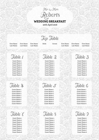 Silver Floral Table Plan