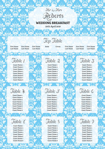 Blue Vintage Table Plan