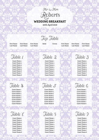Lilac Vintage Table Plan